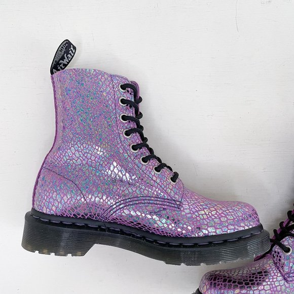 NWOB Dr. Martens Purple Metallic 1460 Pascal Snake Lace Up Boots Women's Size 5 - Picture 10 of 12